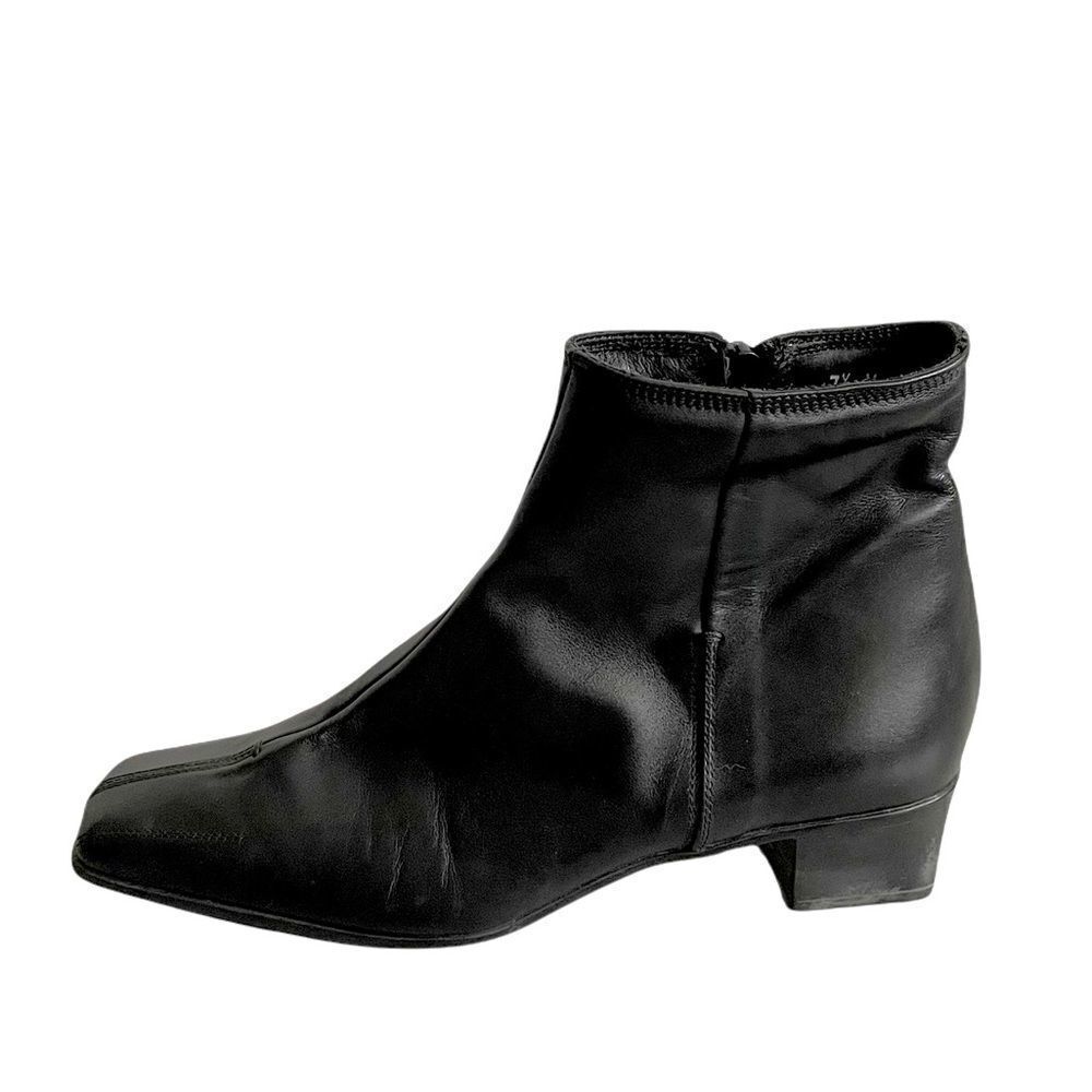 SESTO MEUCCI Italy Leather Insulated Square Toe Winter Ankle Boot Black